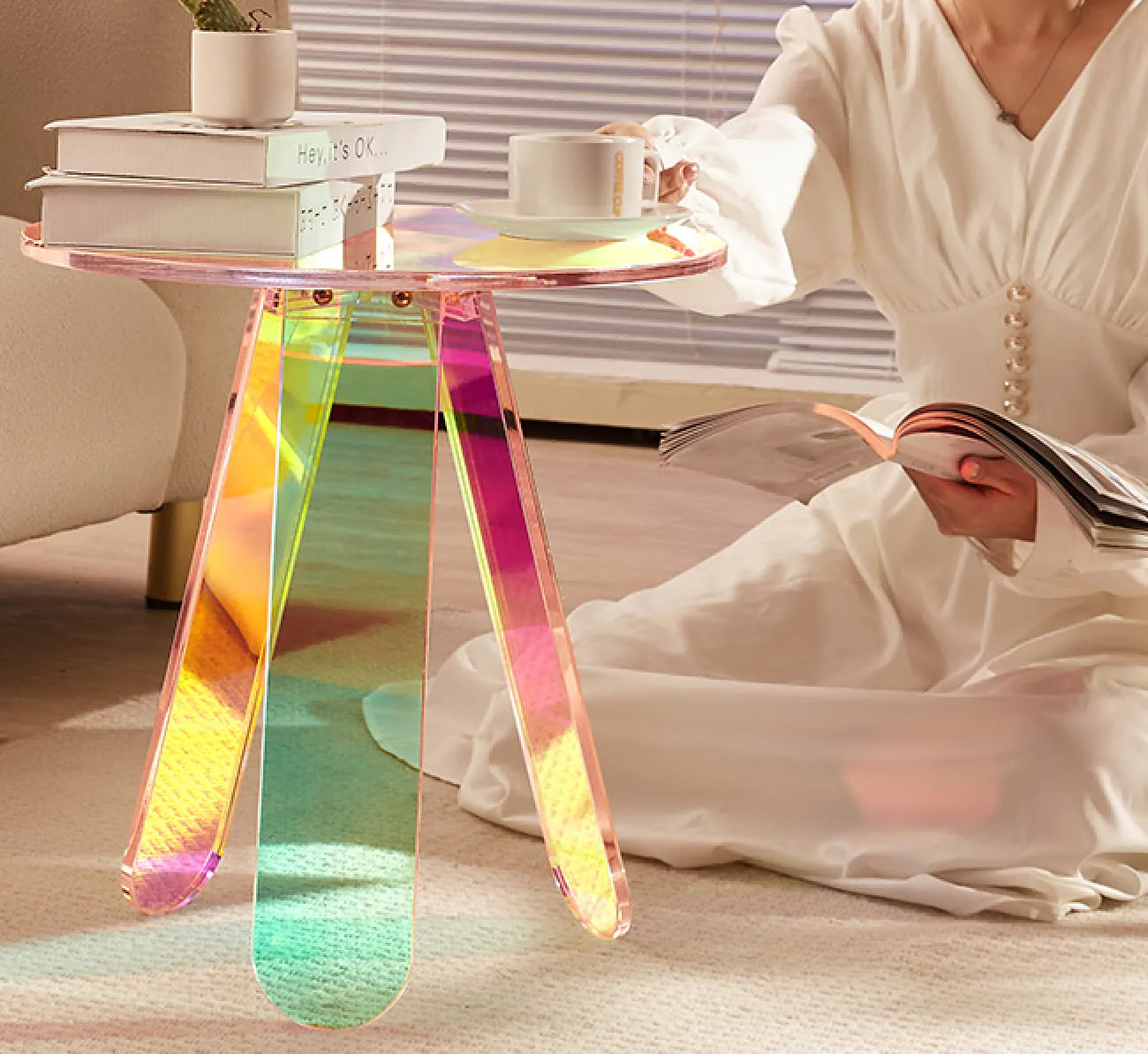 Radiant Rainbow Acrylic Side Table