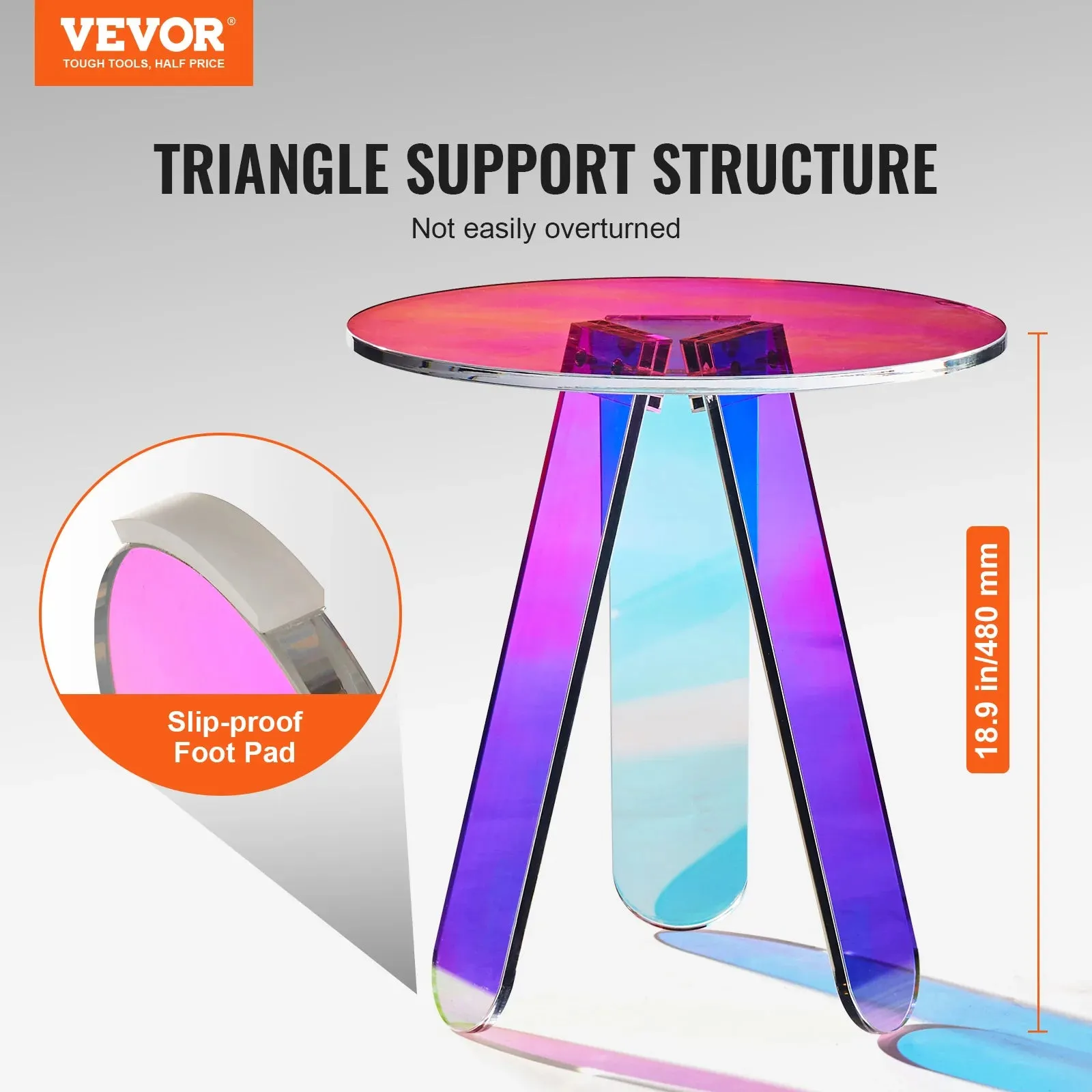 Radiant Rainbow Acrylic Side Table