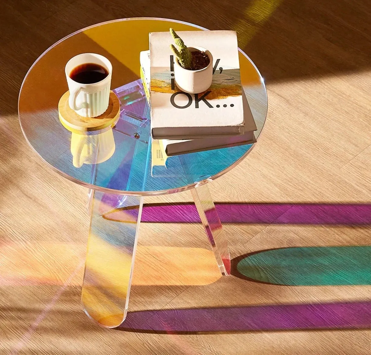 Radiant Rainbow Acrylic Side Table