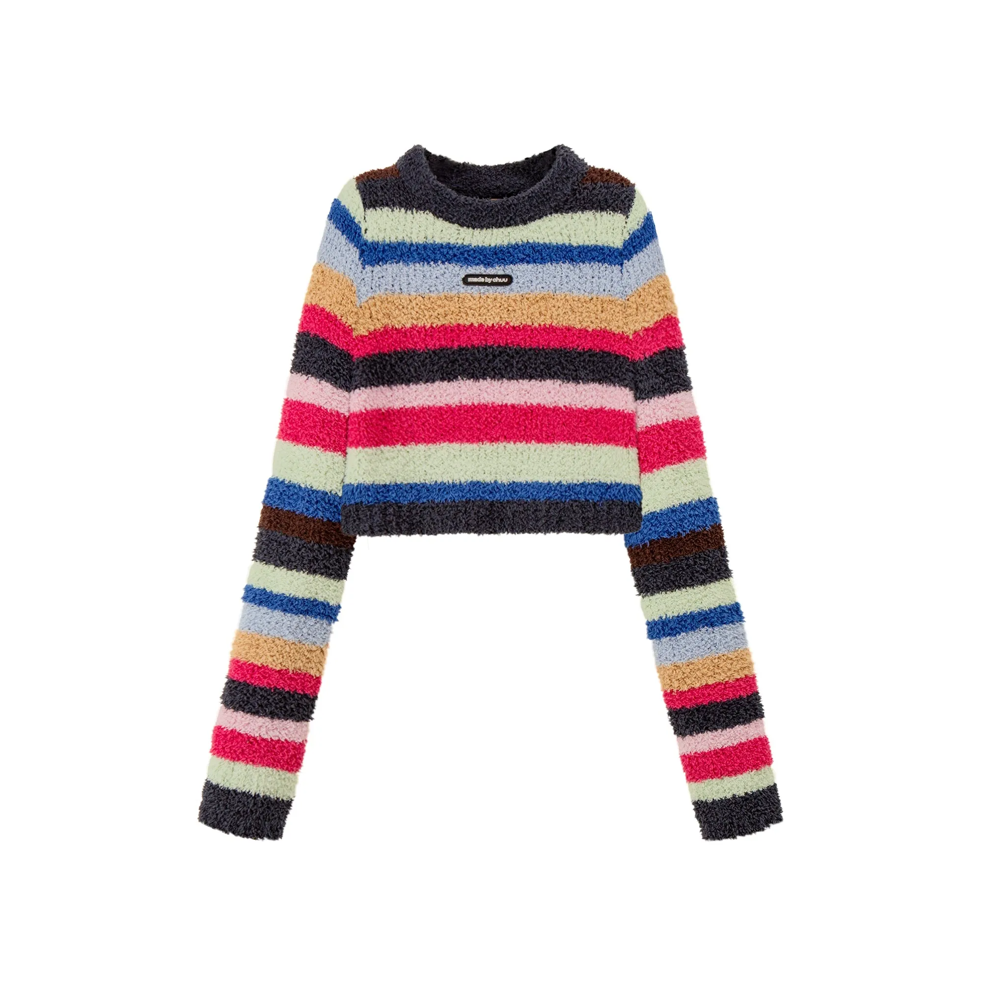 Rainbow Stripe Cropped Knit Sweater