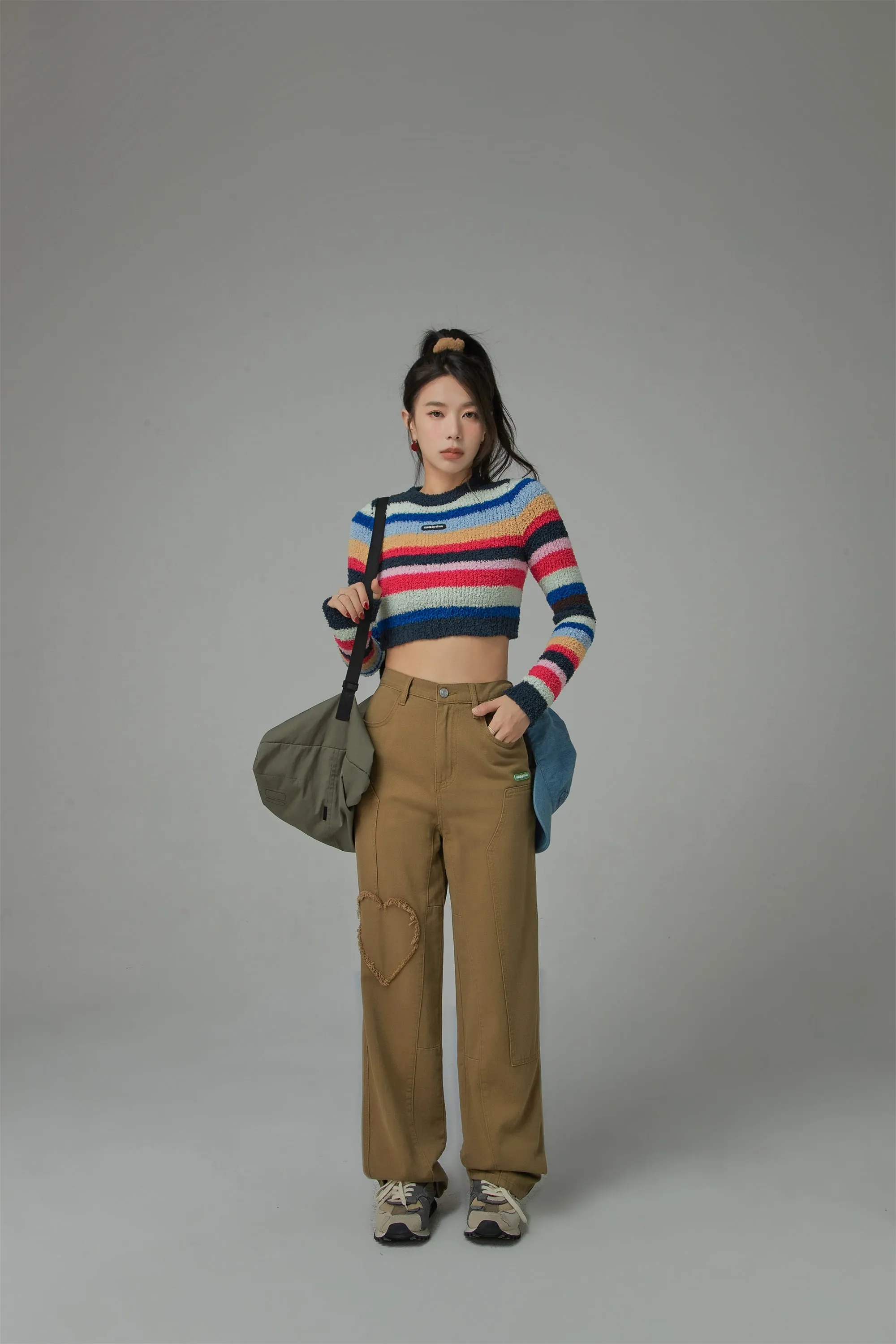 Rainbow Stripe Cropped Knit Sweater