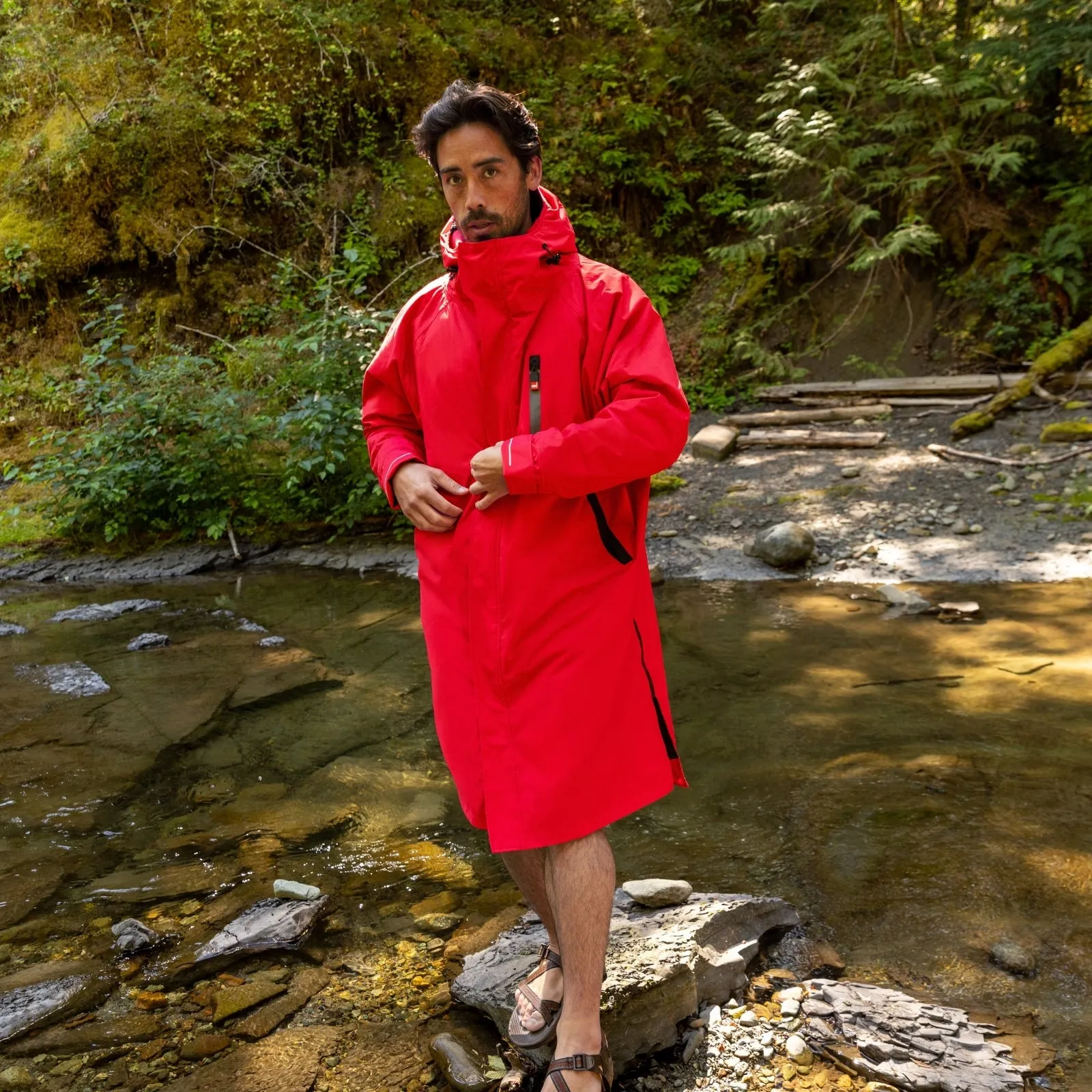 Red Adults Pro Long Sleeve Waterproof Dry Changing Robe Alter EVO