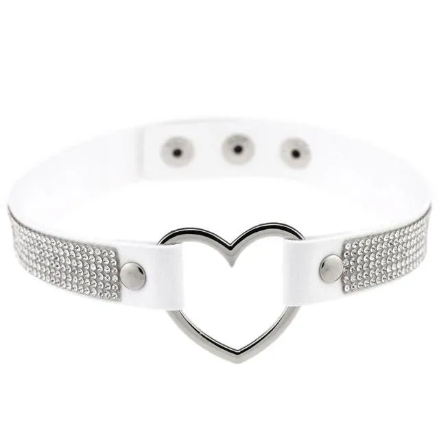 Rhinestone Heart Choker