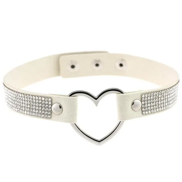 Rhinestone Heart Choker