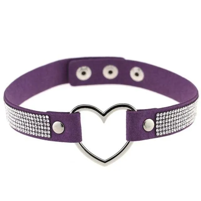 Rhinestone Heart Choker