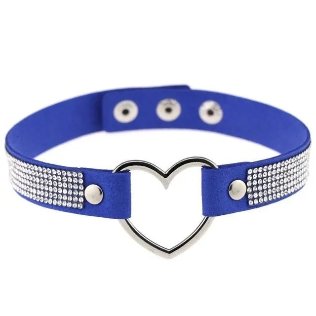 Rhinestone Heart Choker