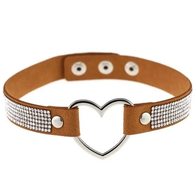 Rhinestone Heart Choker