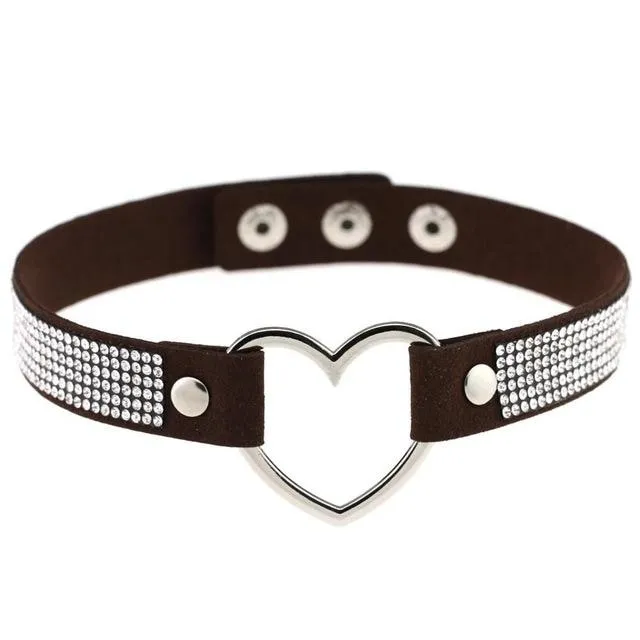 Rhinestone Heart Choker