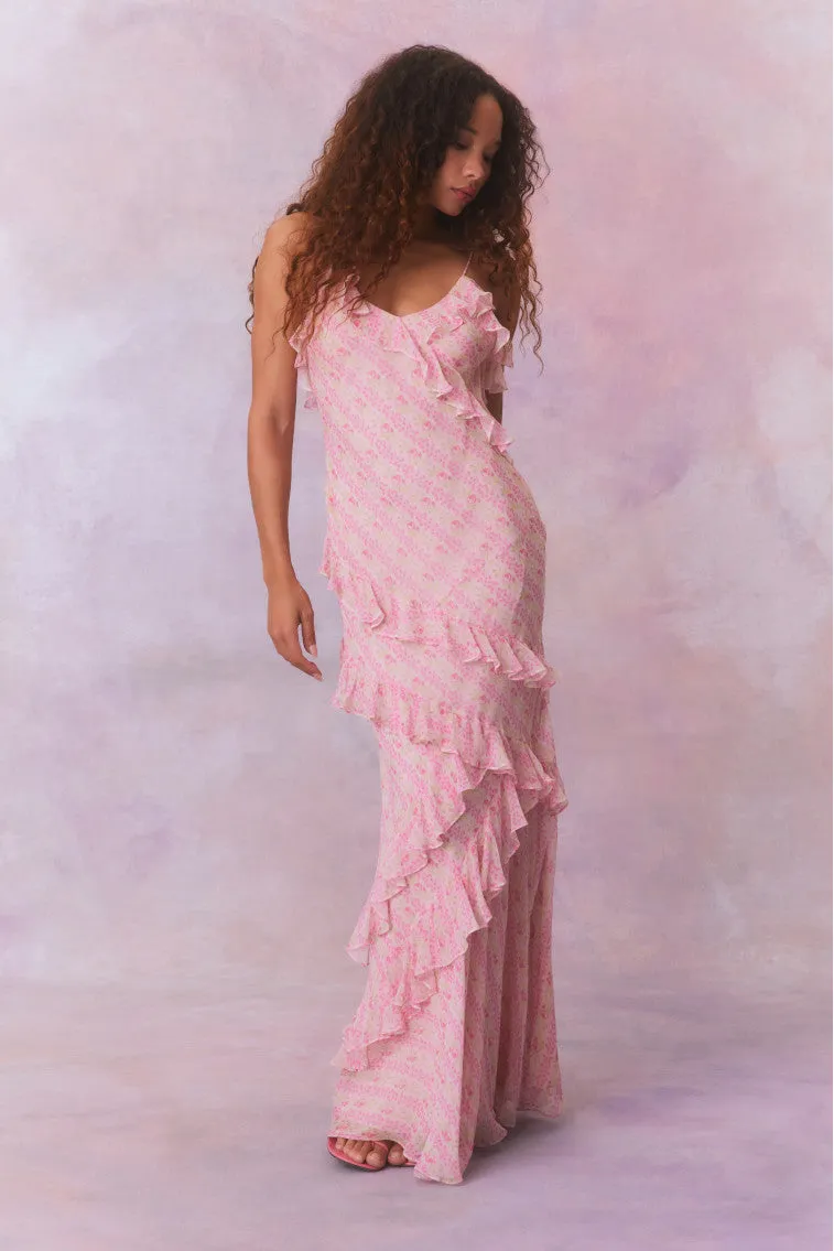 Rialto Fragrance Print Maxi Dress-STRAWBERRY MACAROON