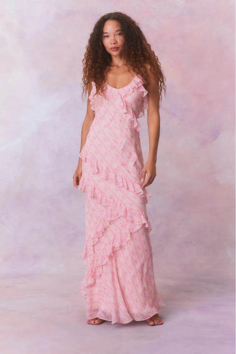 Rialto Fragrance Print Maxi Dress-STRAWBERRY MACAROON