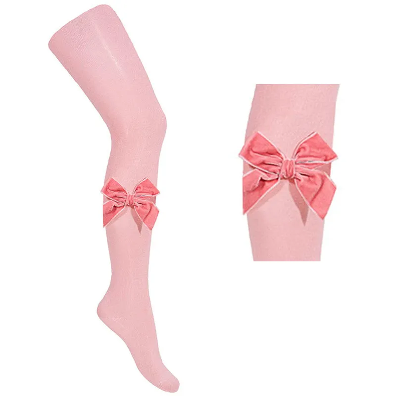 Rose Velvet Bow Tights