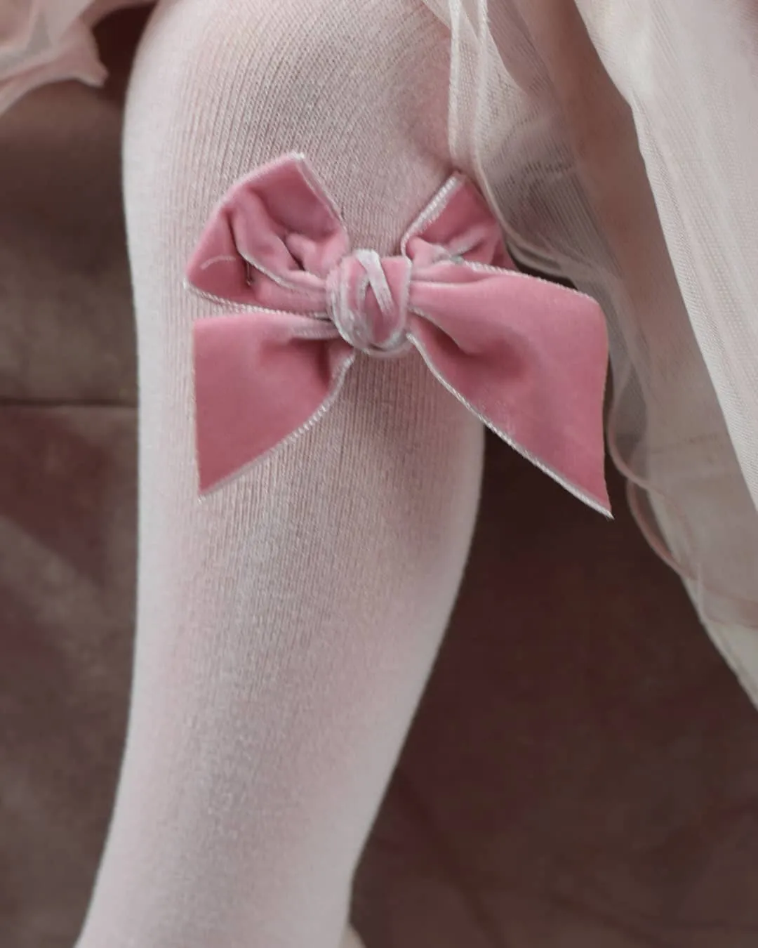 Rose Velvet Bow Tights