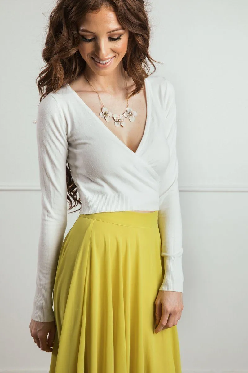 Rosette Surplice Sweater Top