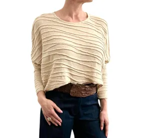 Round Neck Sweater Flare Cut Cream