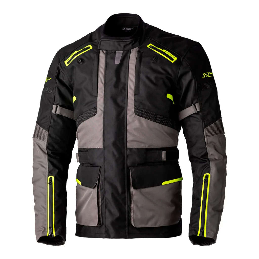 RST Endurance CE Mens Touring Waterproof Textile Jacket - Black / Grey / Fluo Yellow