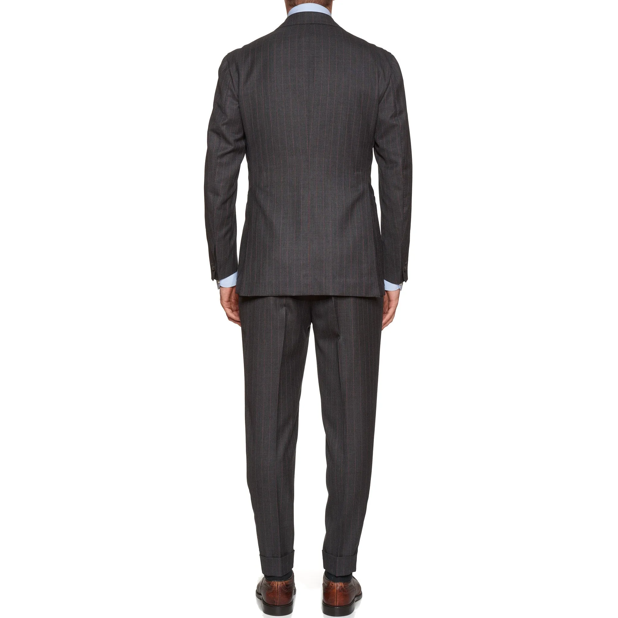 Sartoria CHIAIA Bespoke Handmade Bespoke Gray Striped Wool Suit EU 50 NEW US 40