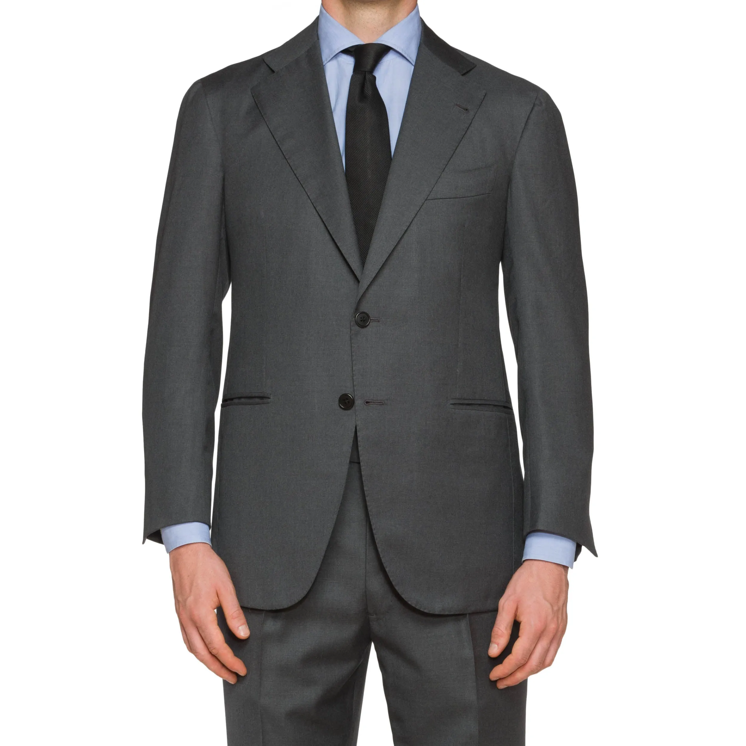 Sartoria CHIAIA Bespoke Handmade Gray Wool Suit EU 52 NEW US 42 Slim Fit