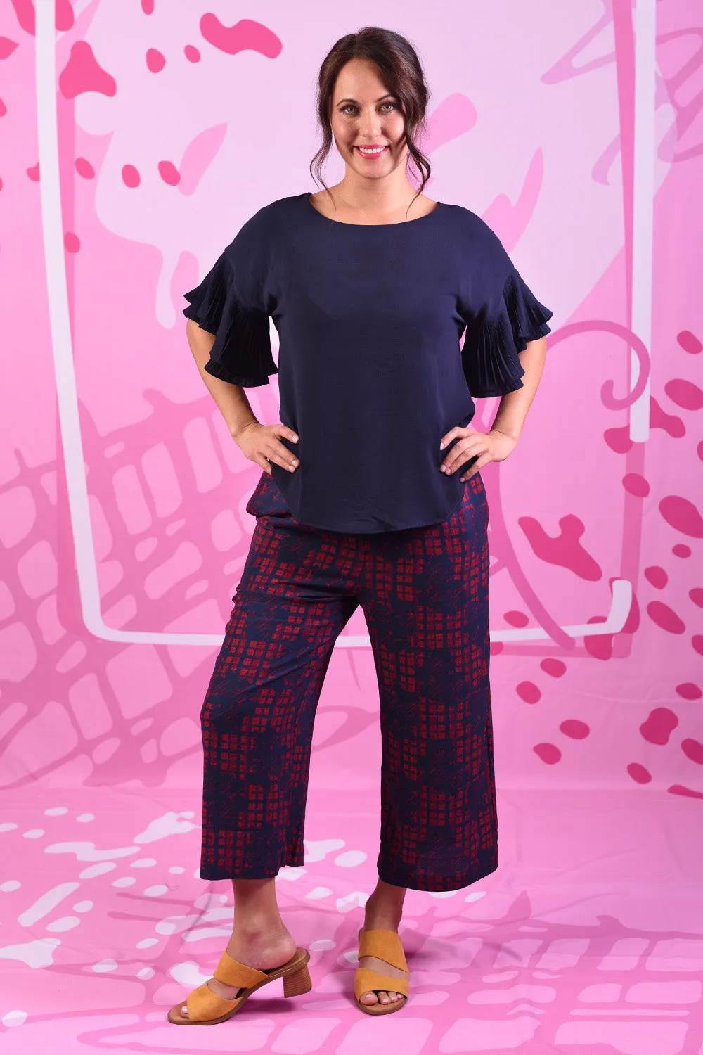 Sawyer Pants - Cerise Houndstooth - SALE