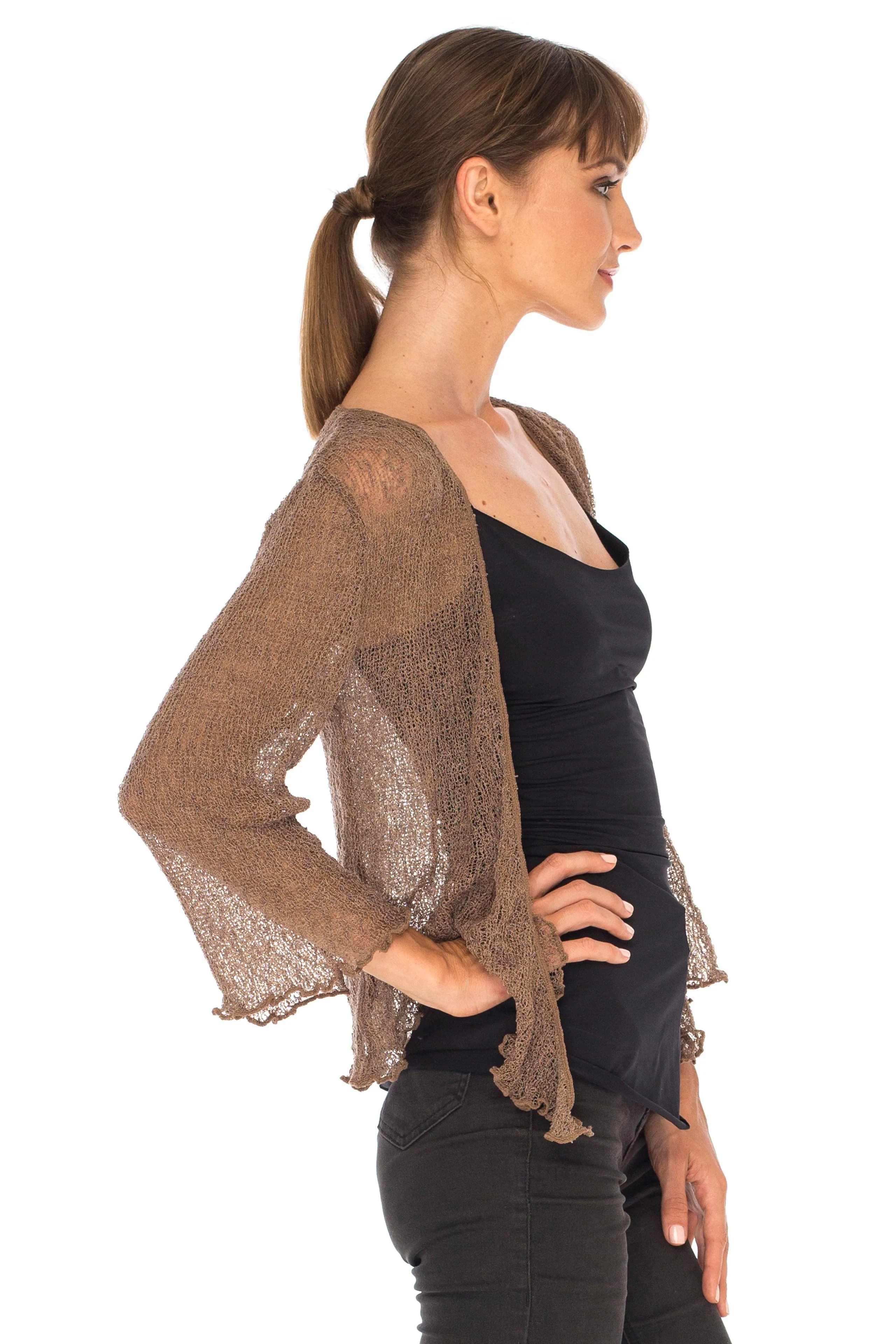 Sheer Shrug - Lightweight Knit Cardigan by SHU-SHI