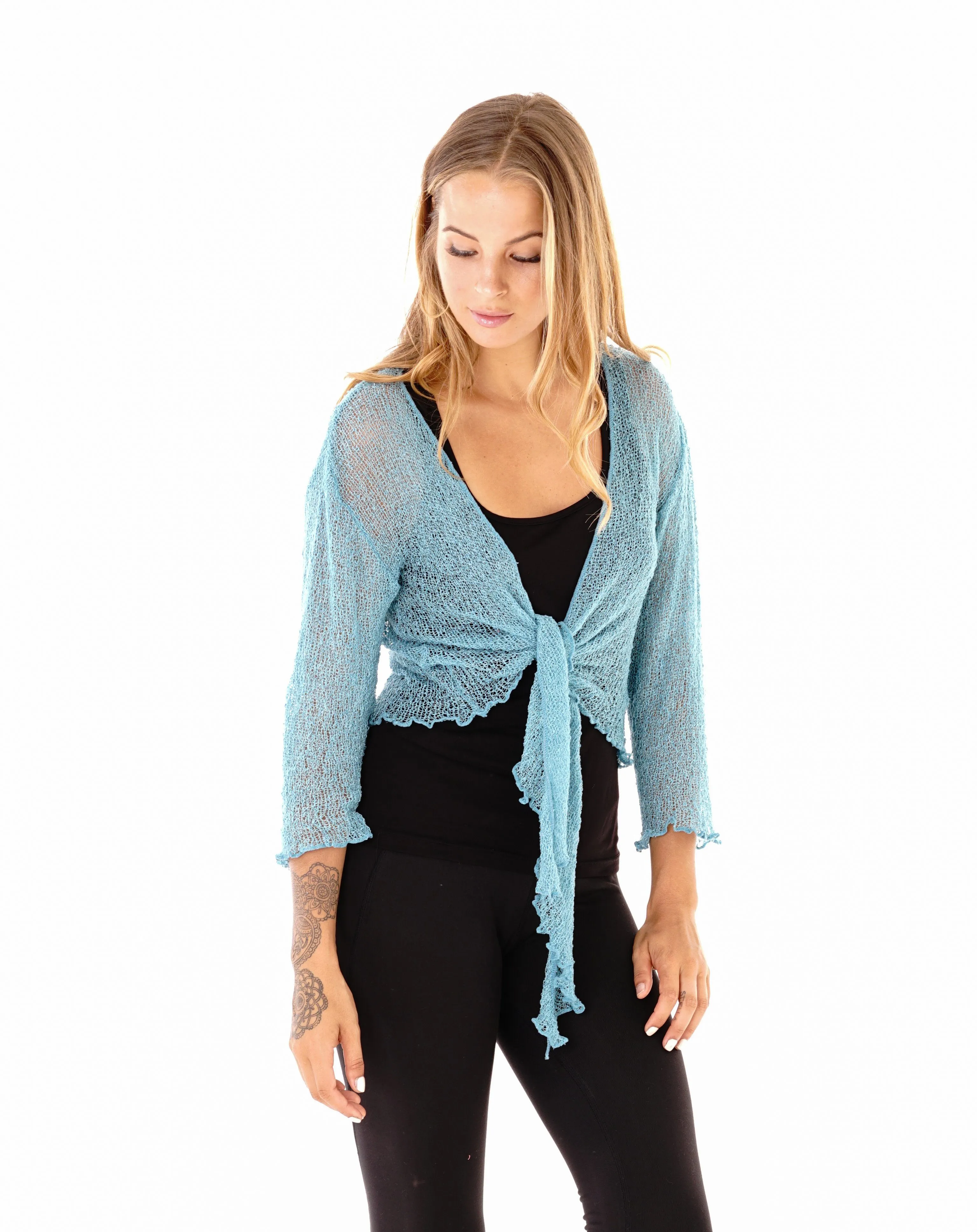 Sheer Shrug - Lightweight Knit Cardigan by SHU-SHI