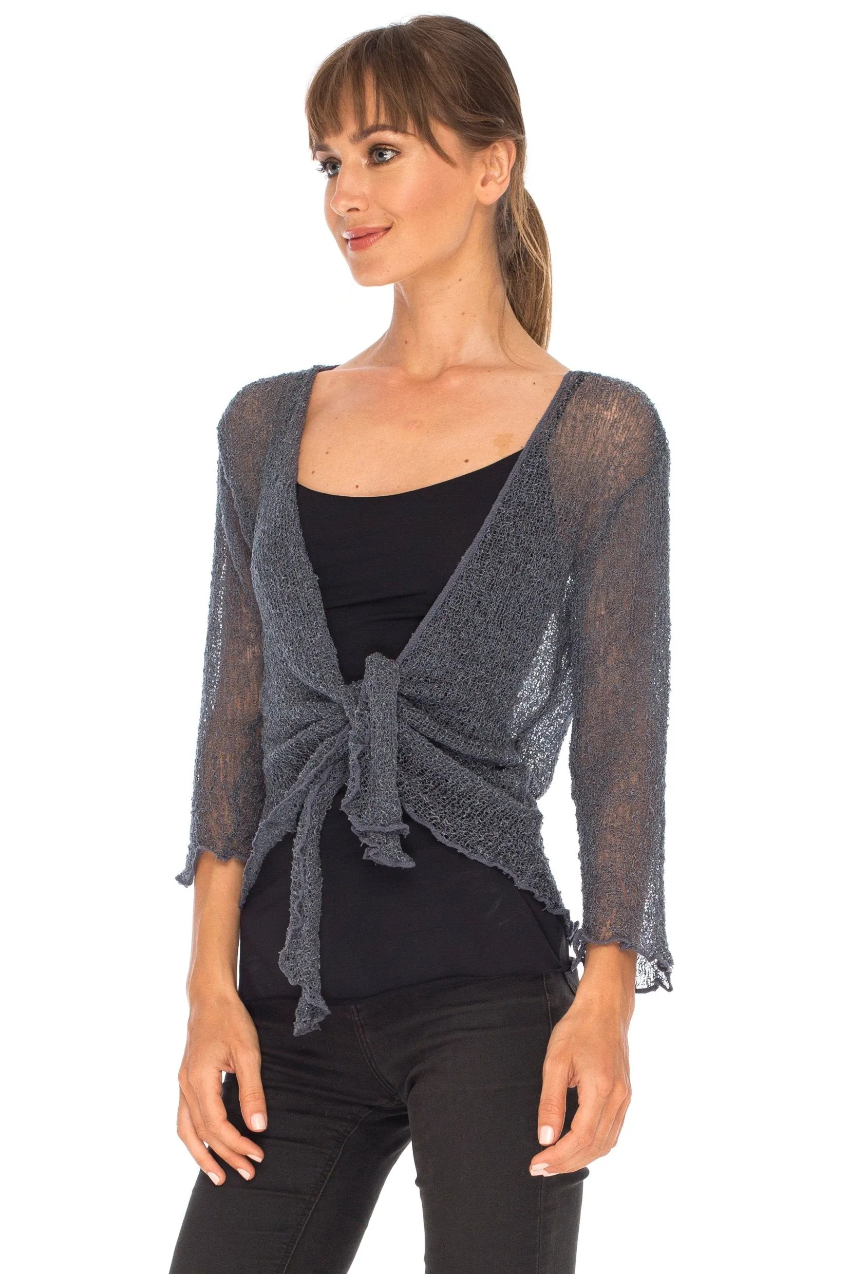 Sheer Shrug - Lightweight Knit Cardigan by SHU-SHI