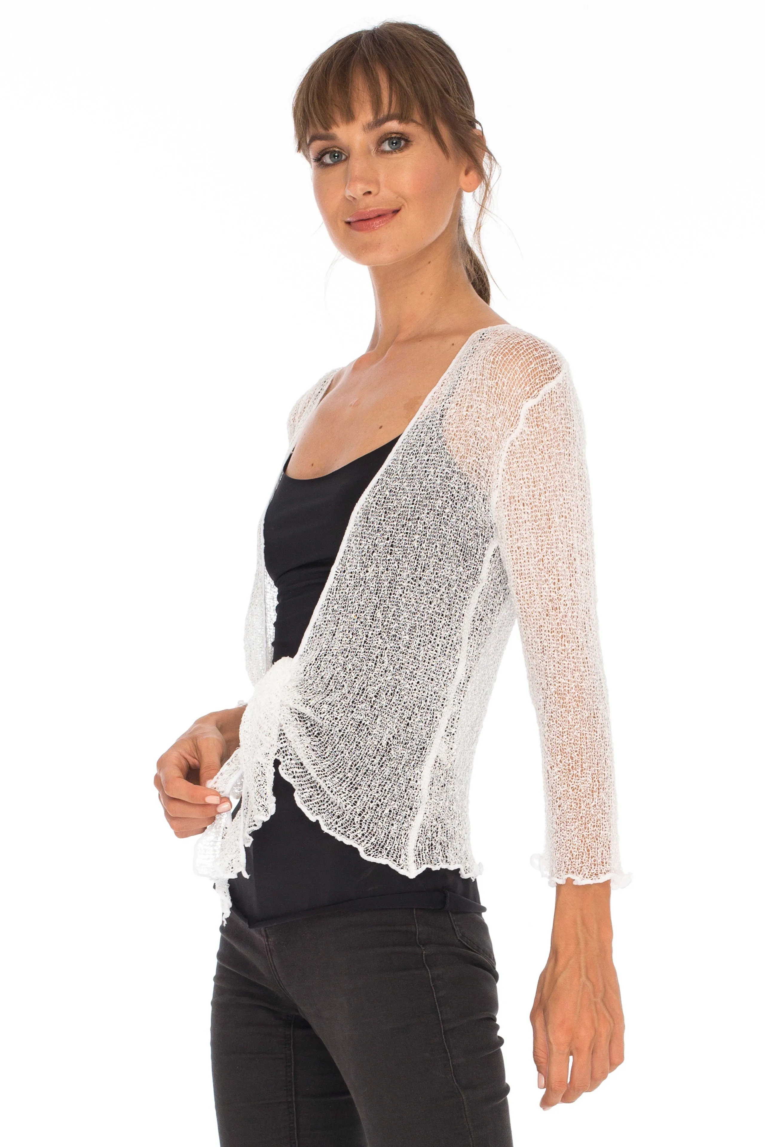 Sheer Shrug - Lightweight Knit Cardigan by SHU-SHI