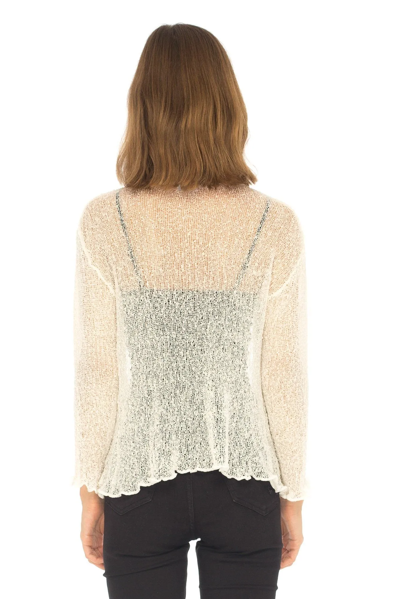 SHU-SHI Sheer Shrugs For Dresses Summer Lightweight Knit Cardigan Tie Top Open Front