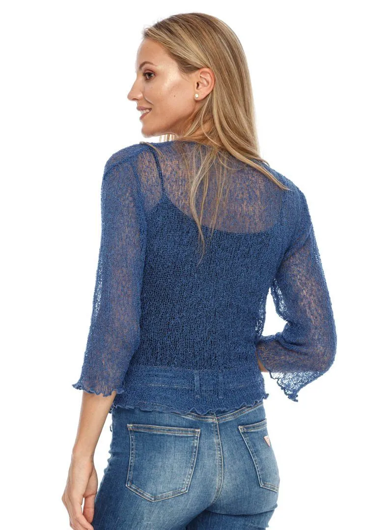 SHU-SHI Sheer Shrugs For Dresses Summer Lightweight Knit Cardigan Tie Top Open Front