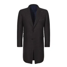 Single-Breasted Wool Coat in Brown Melange and Dark Blue. Exclusively Made for Sartale