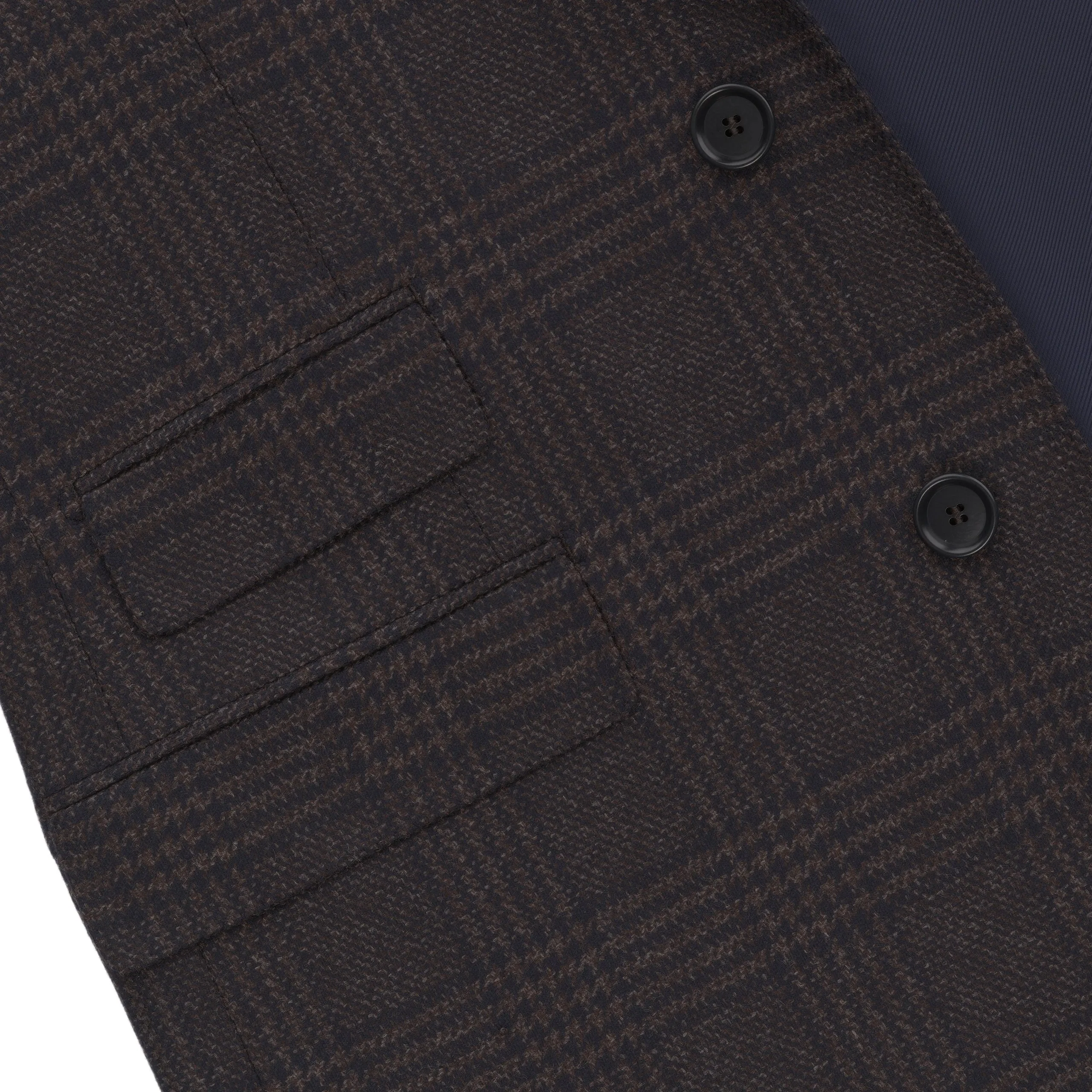 Single-Breasted Wool Coat in Brown Melange and Dark Blue. Exclusively Made for Sartale