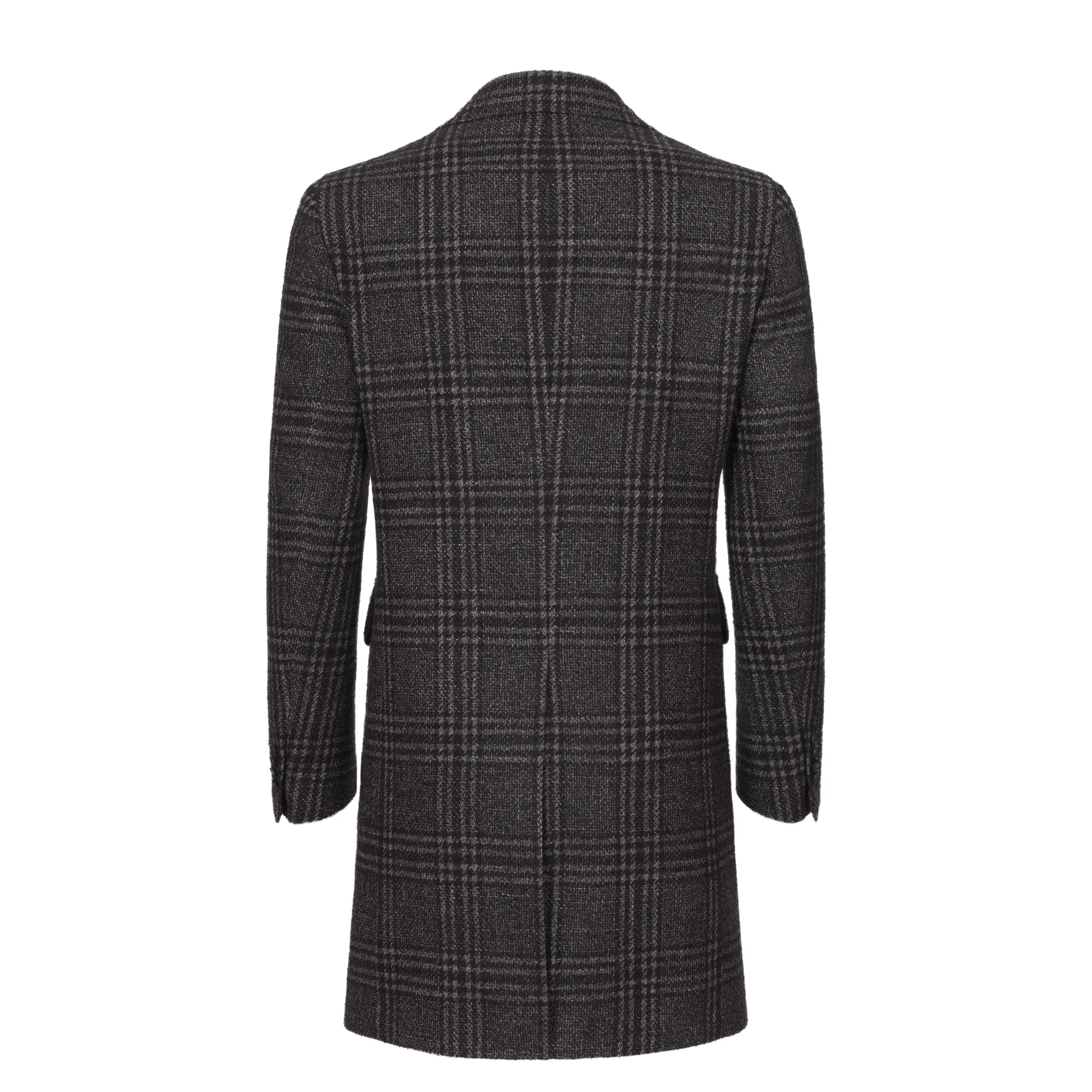 Single-Breasted Wool Coat in Dark Blue Multicolor. Exclusively Made for Sartale