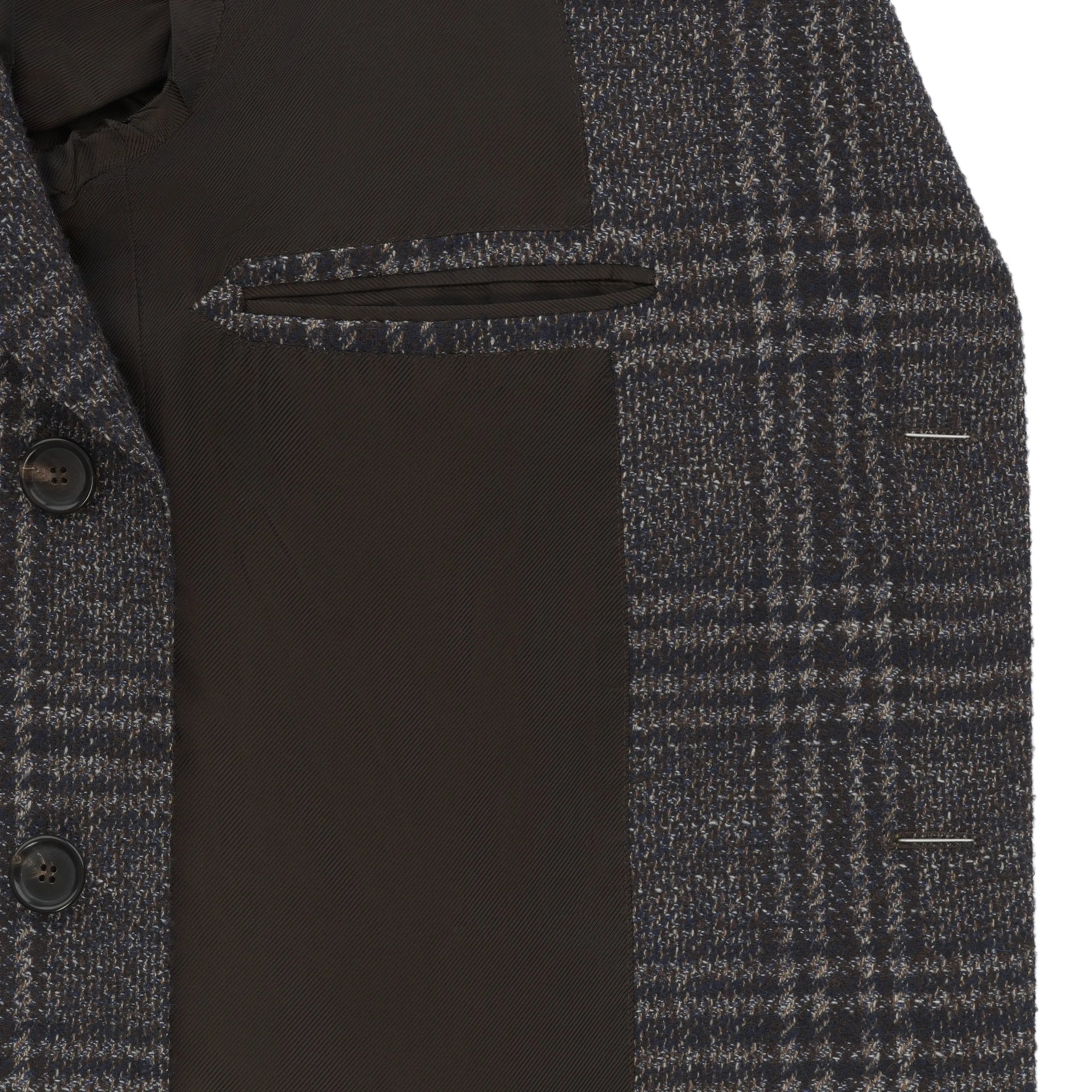 Single-Breasted Wool Coat in Dark Blue Multicolor. Exclusively Made for Sartale