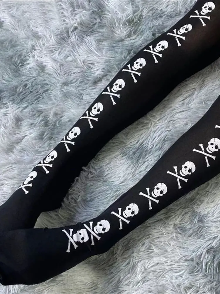 Skull n Bones Thigh Highs