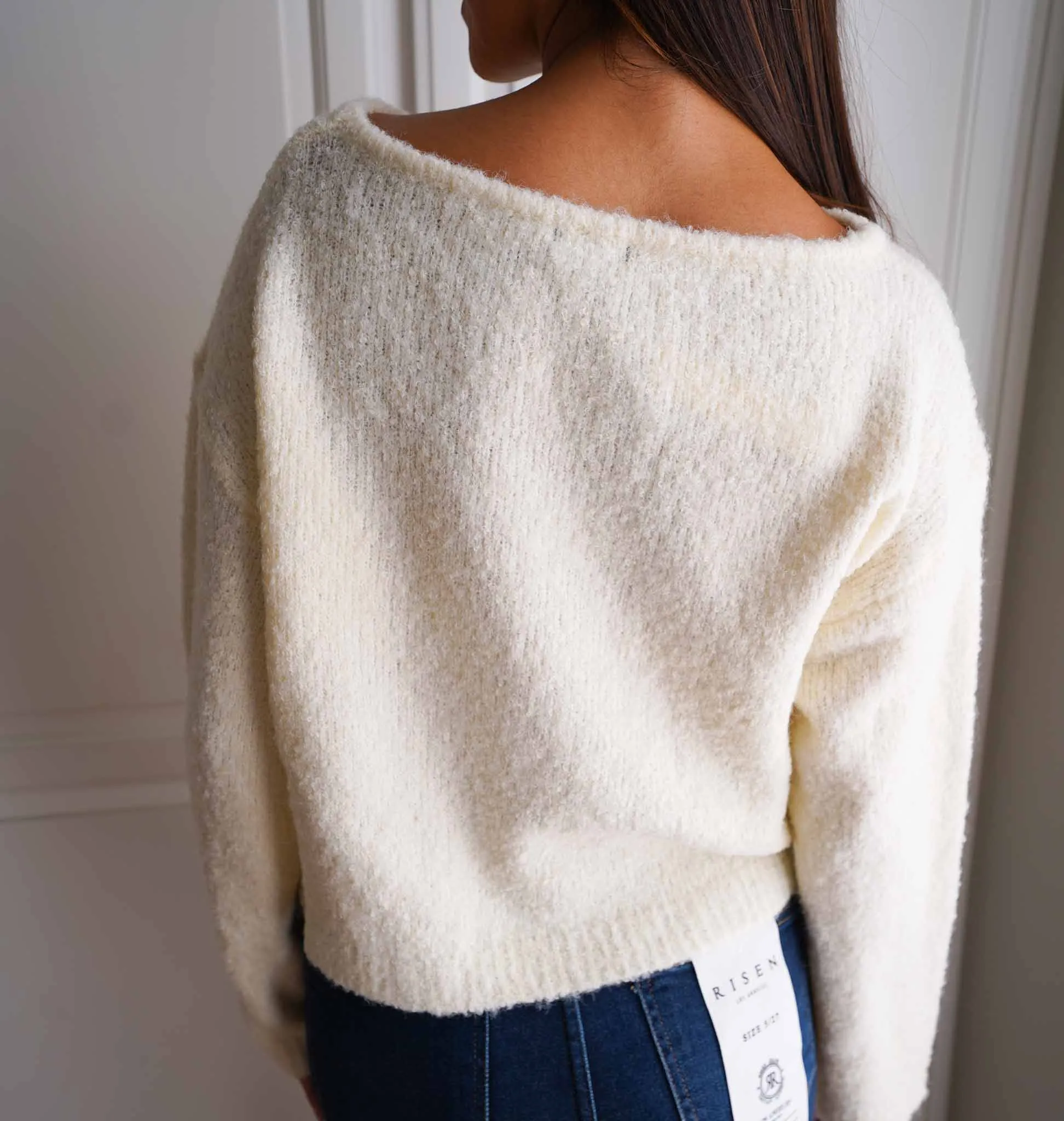 Snow Days Boat Neck Boxy Crop Sweater - Cream