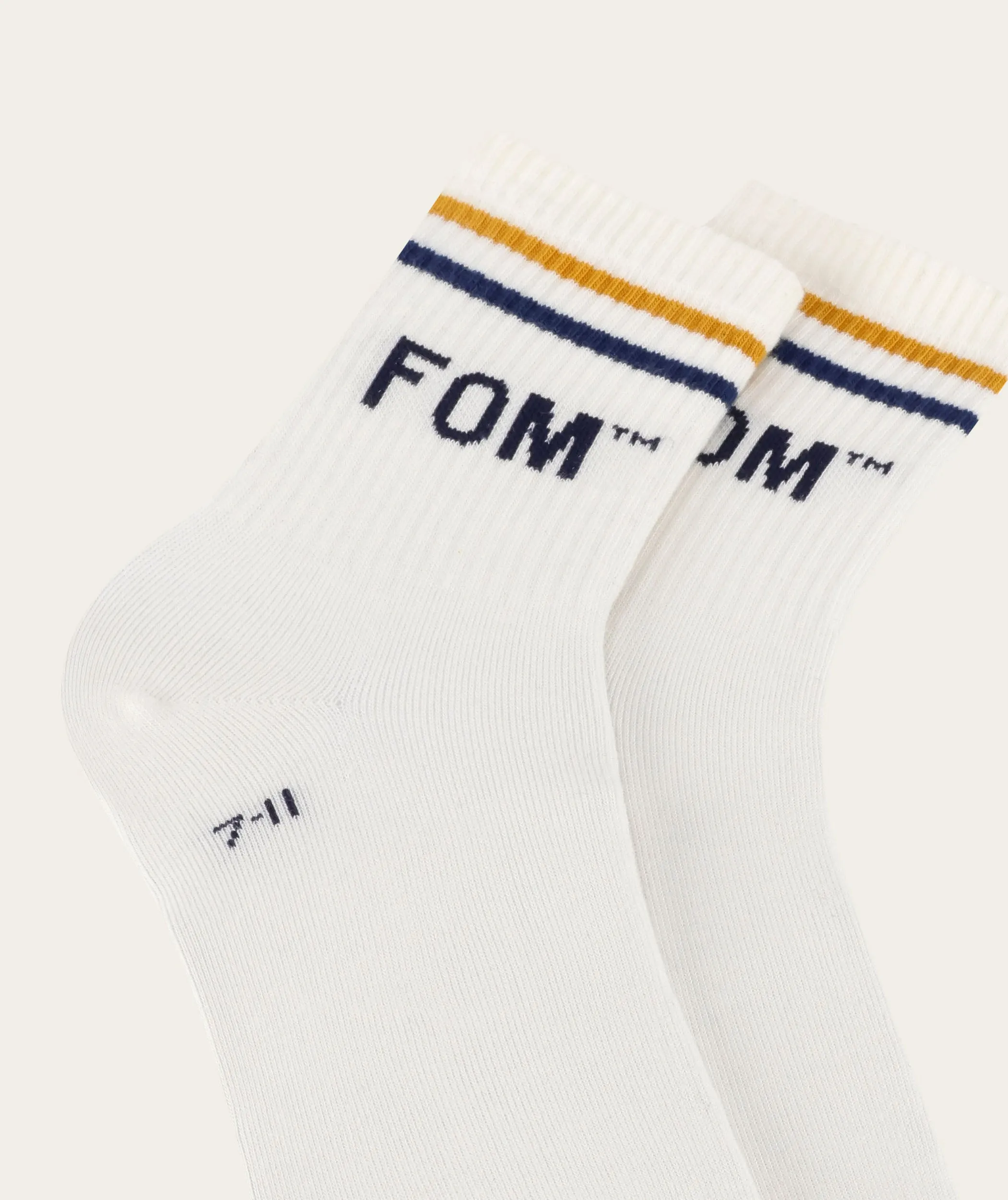 Socks Active - Cream/ Gold & Navy Stripe (Size 7-11)