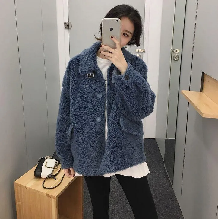 Soft Plush Faux Fur High Collar Coat Jacket