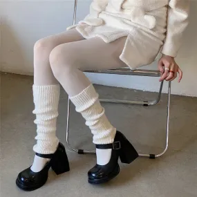 Sohiwoo Japanese Knit Socks Leg Warmers Socks Harajuku Winter Boot Cuffs Footsteps Long Legs Socks Lolita Leg Cover Cable Knit Socks