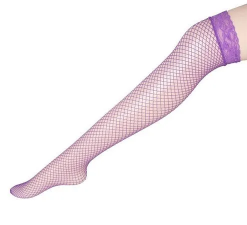 Solid Colors Lady Sexy Fishnet Lace Spandex Top Mesh Thigh High Stockings Knee Socks Long Tights Pantyhose Medias For Woman