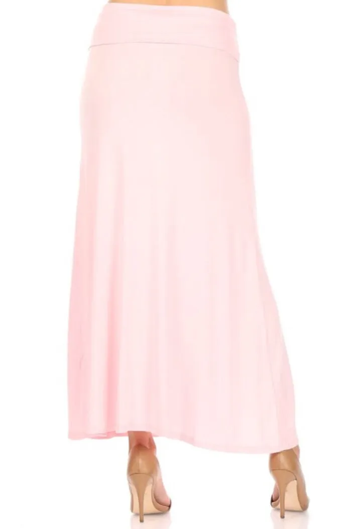 Solid Maxi Skirt in Baby Pink Style 832