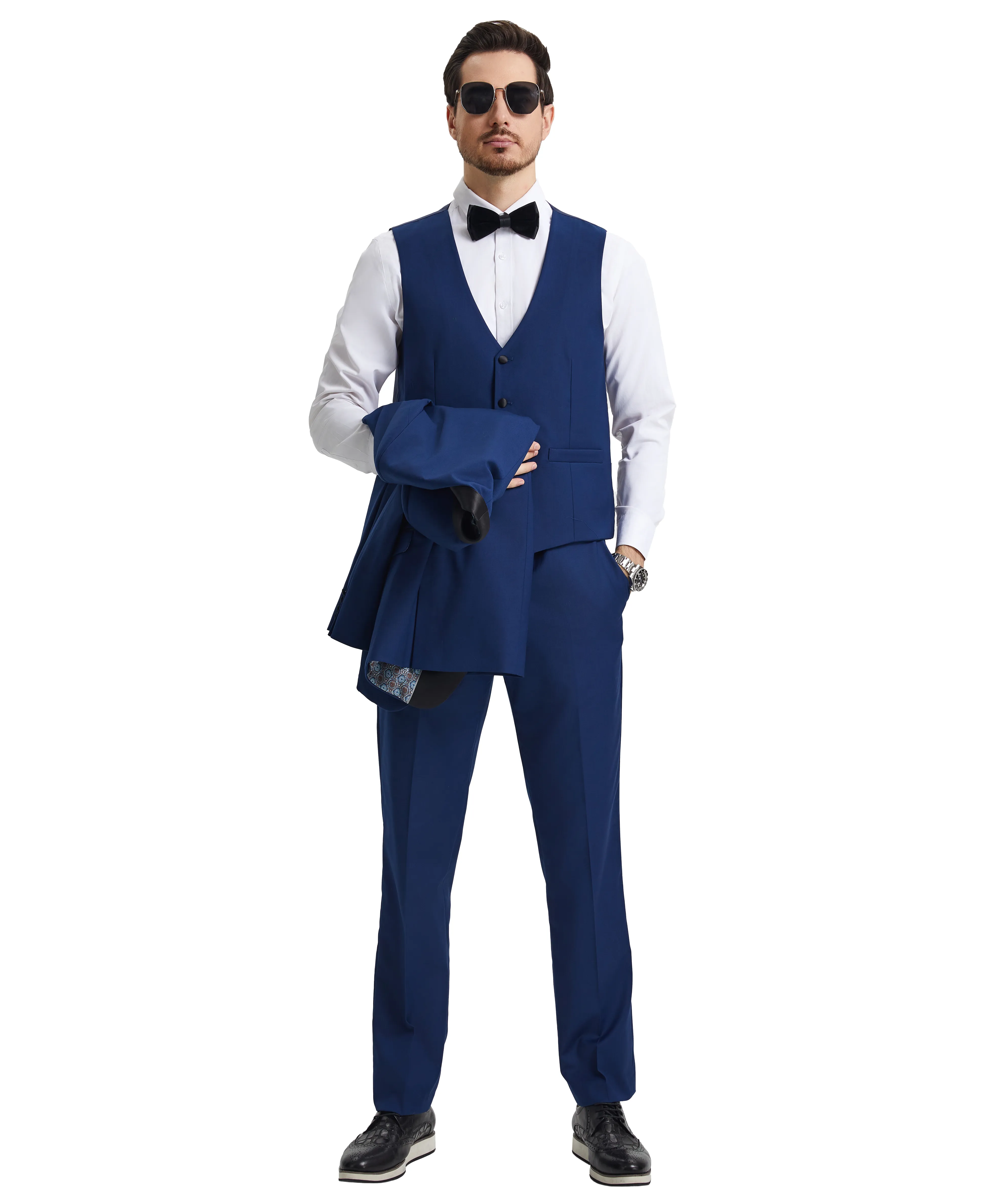 Stacy Adams Hybrid-Fit Vested Tuxedo, Solid Blue