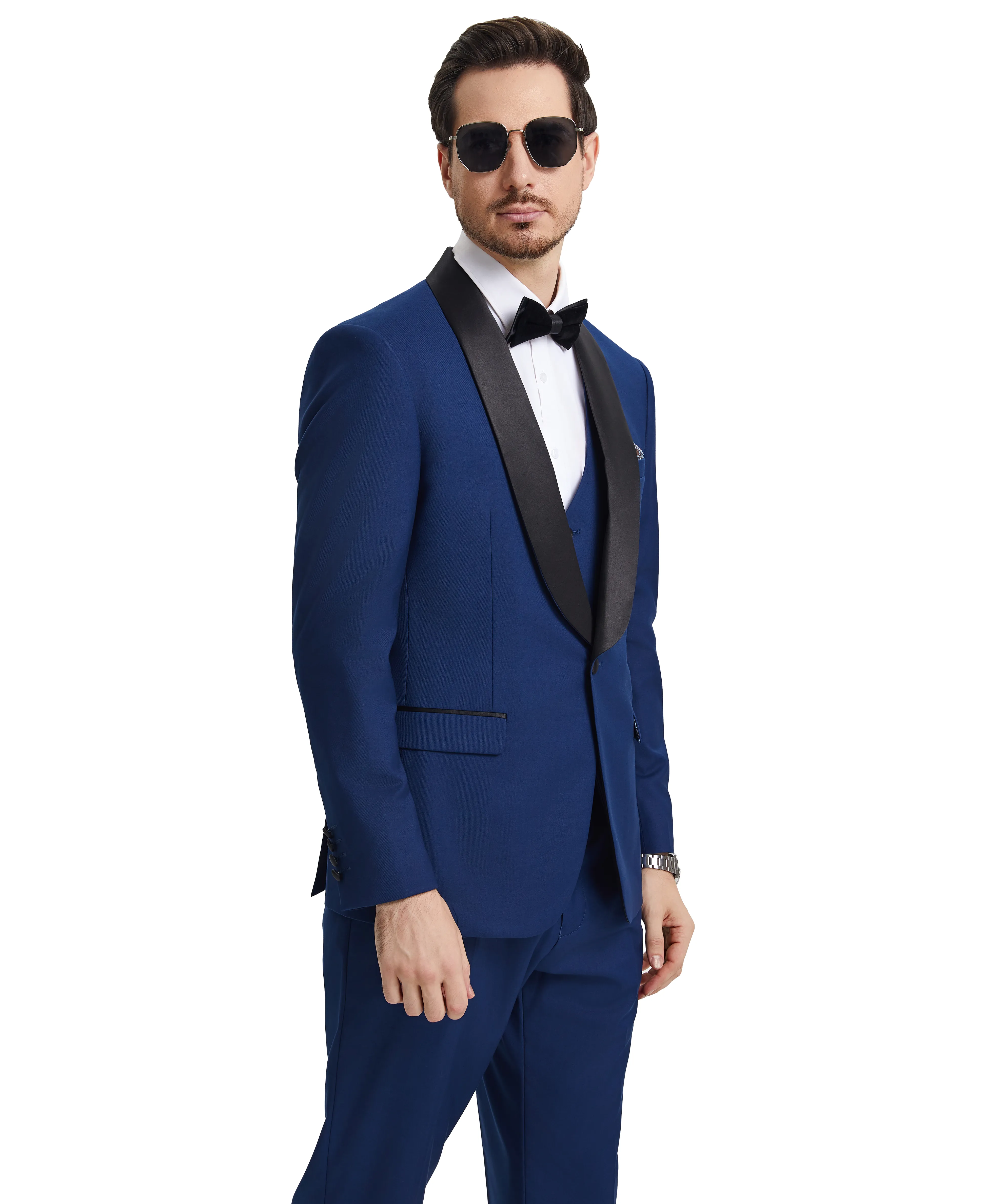 Stacy Adams Hybrid-Fit Vested Tuxedo, Solid Blue