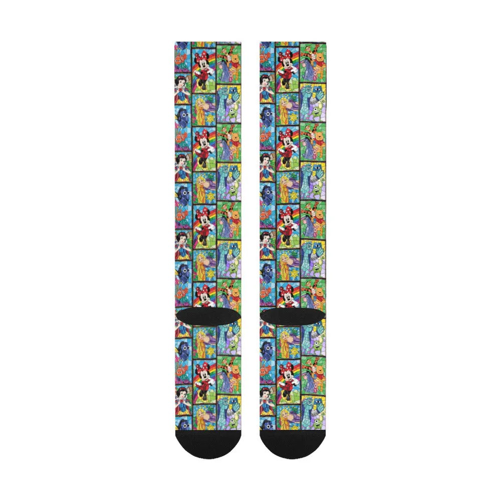 Stained Glass Characters Over-The-Calf Socks