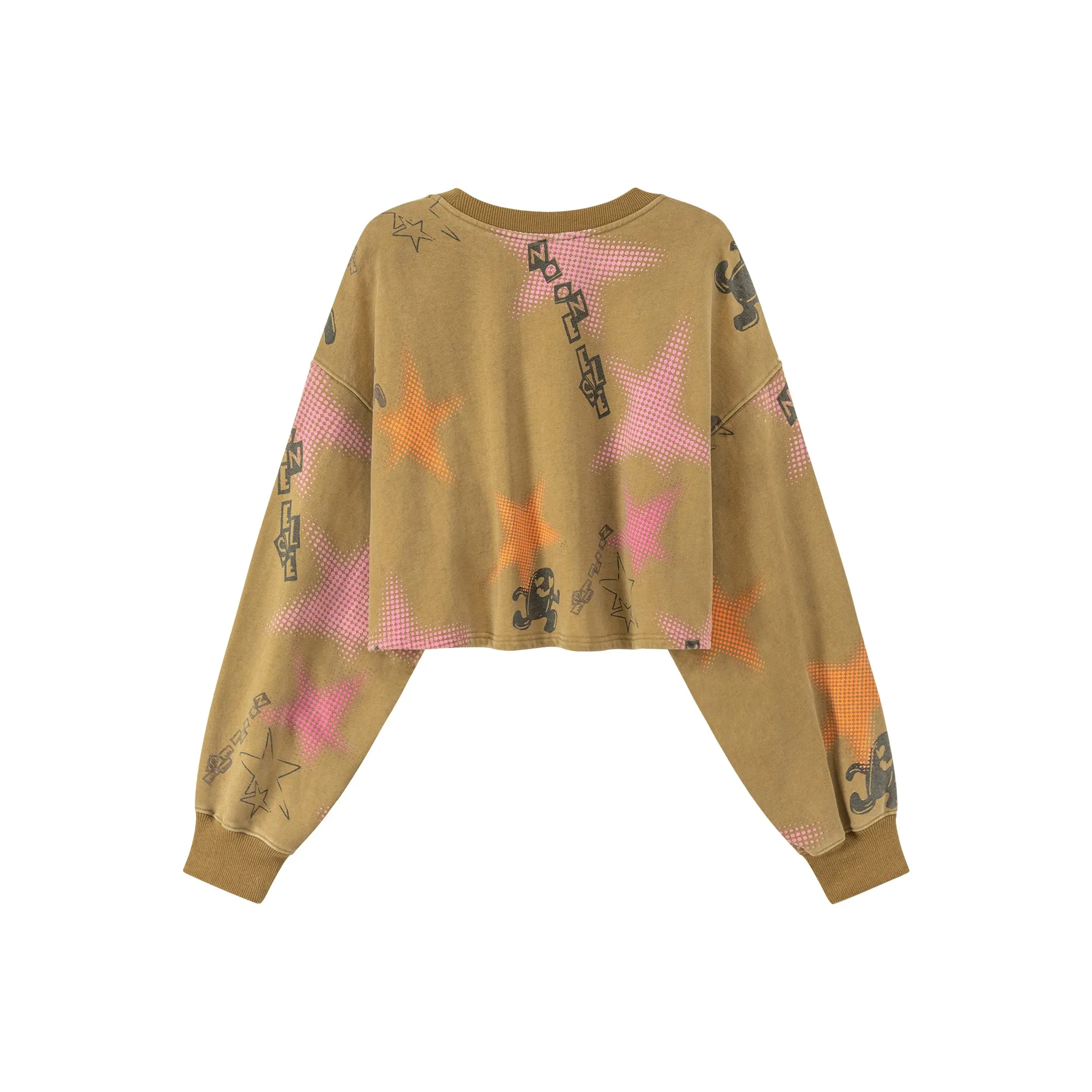 Star Print Loose Fit Crop Sweater