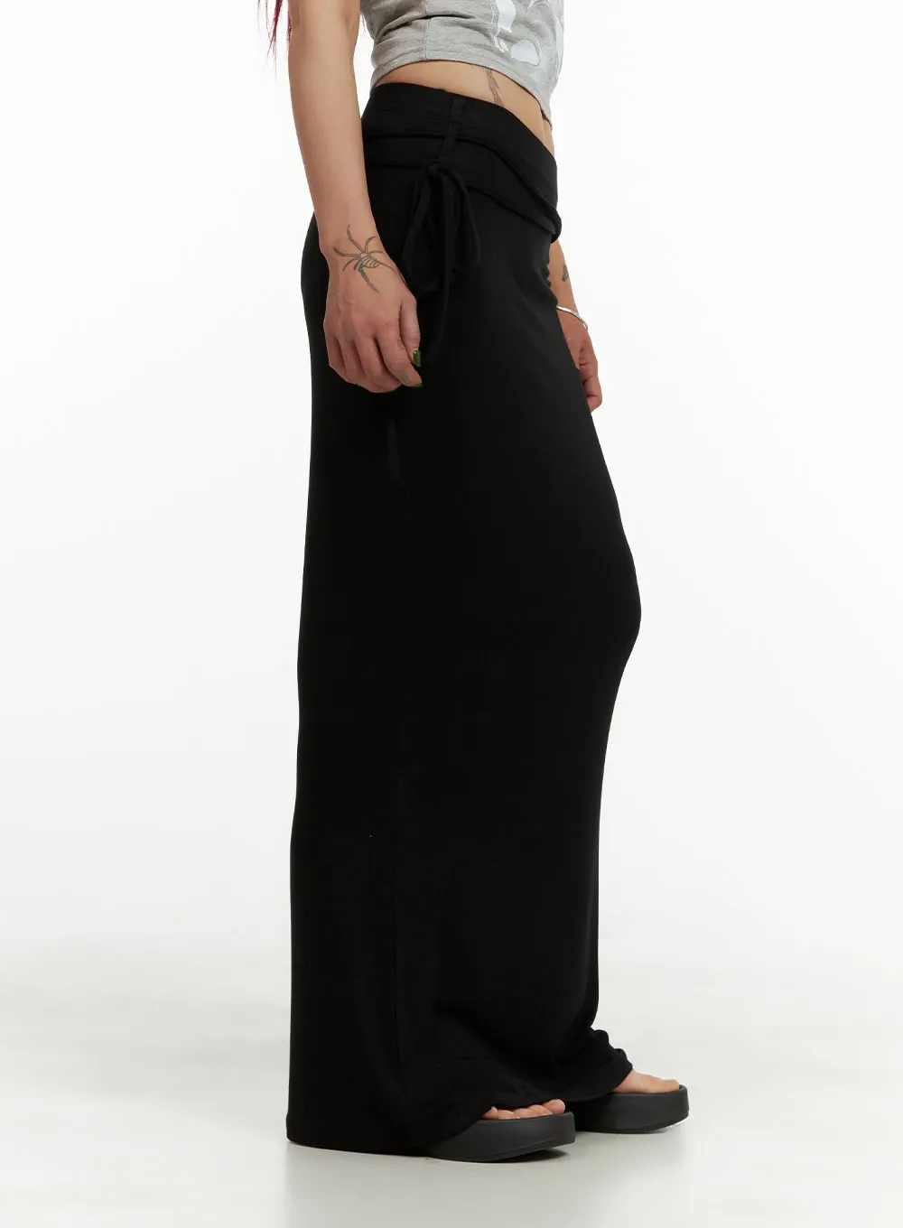 String Solid Maxi Skirt CY430