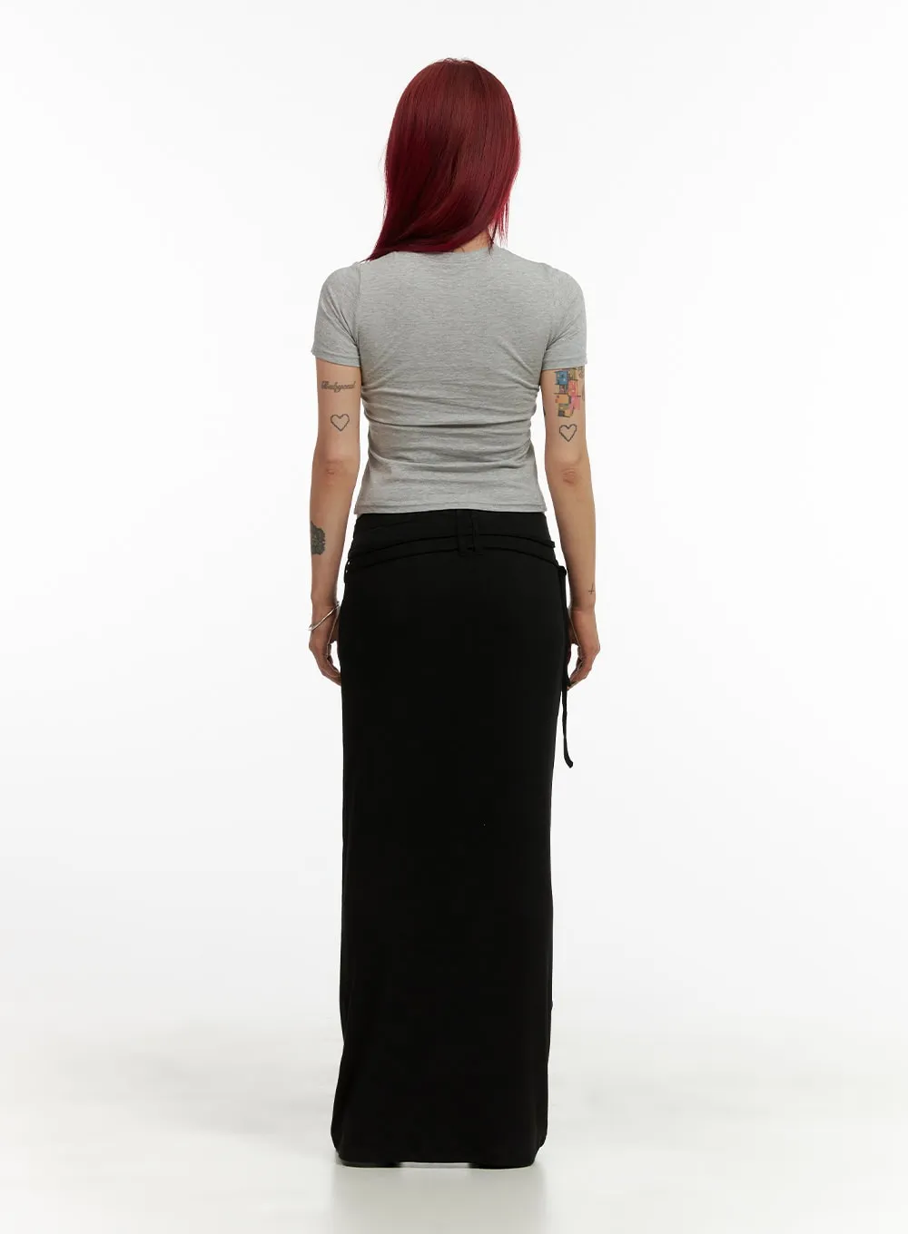 String Solid Maxi Skirt CY430