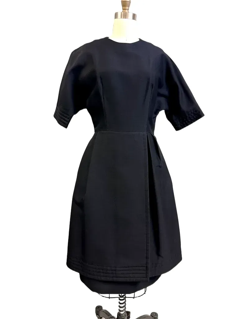 Teal Traina 1950s VTG Couture Dress Designer 50s Cocktail Little Black Dress S