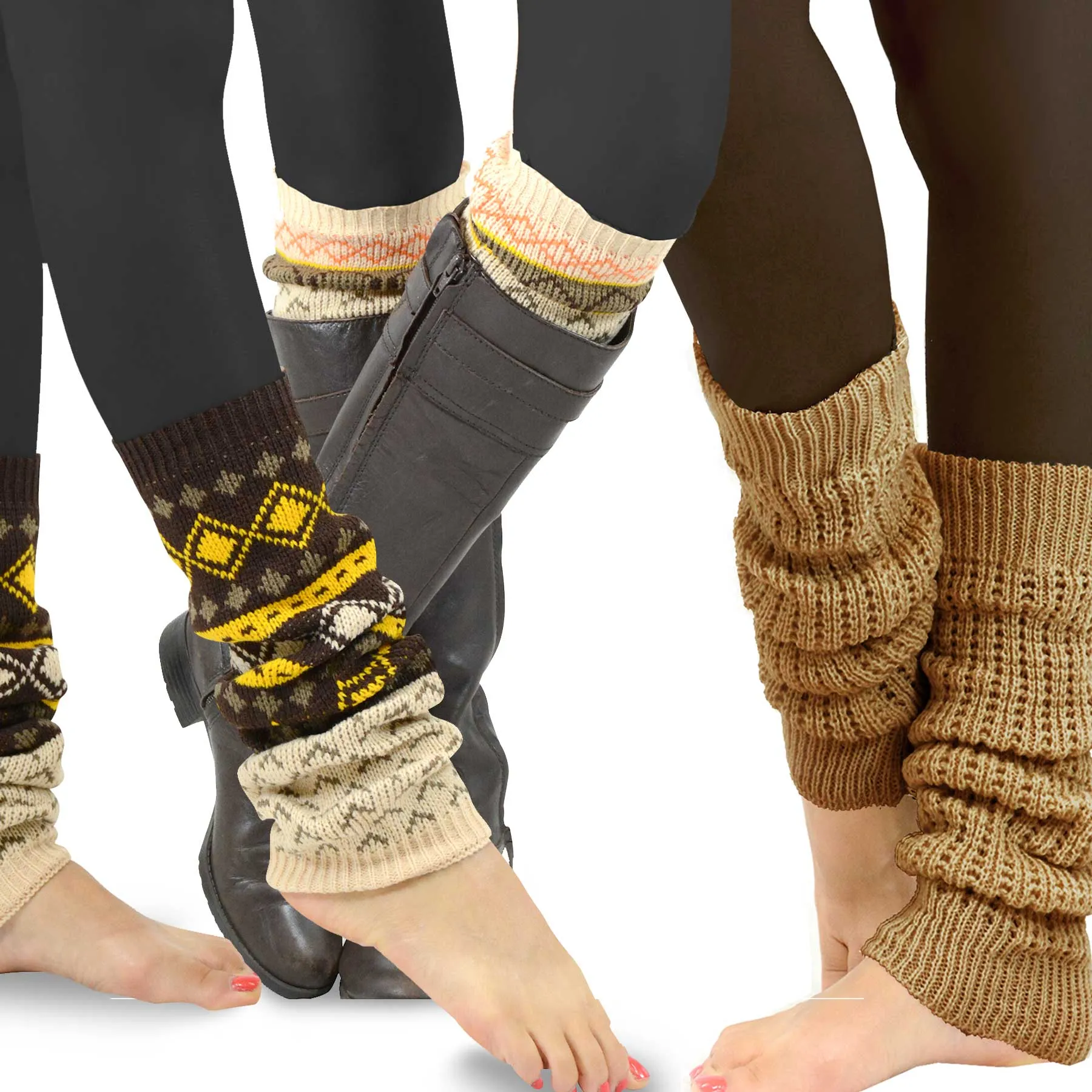 TeeHee Socks Women's Acrylic Leg Warmer Cable Knit Assorted 3-Pack (Z0721)