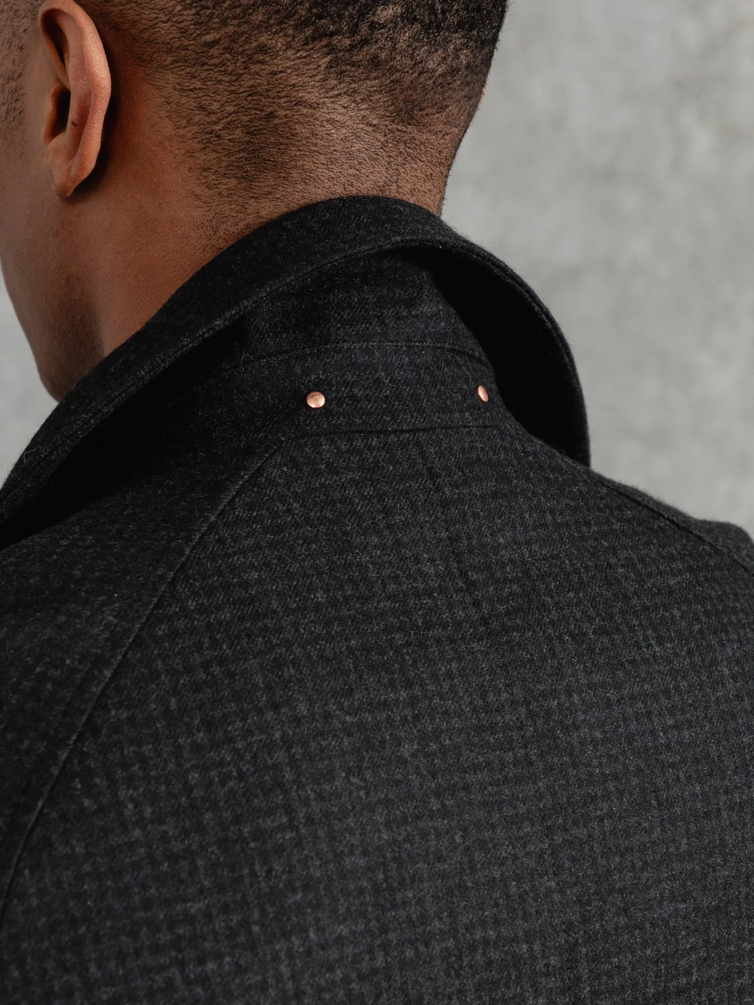 The Woollen Crew Coat - Charcoal Dogtooth