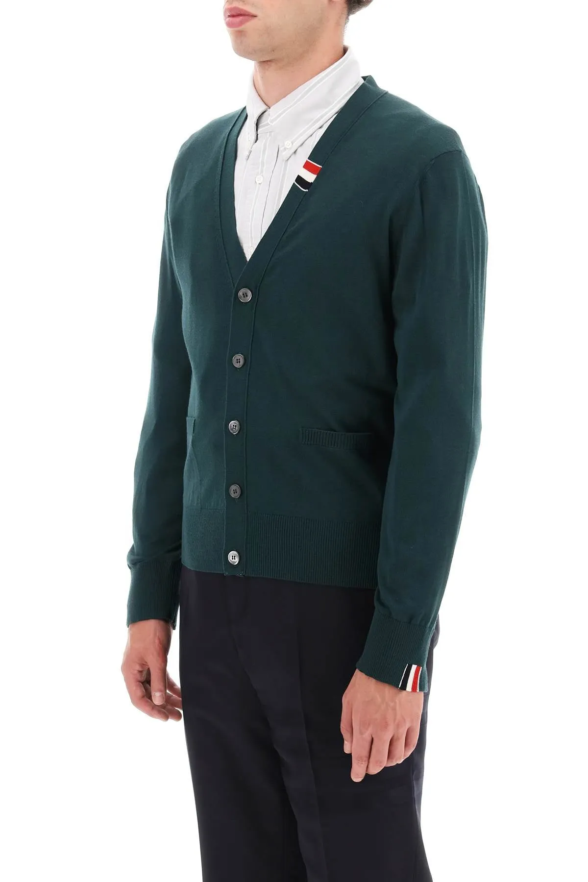 Thom Browne Merino Wool V-Neck Cardigan