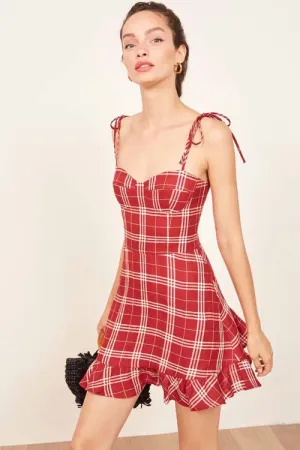 Tied-up Tartan Skater Mini Dress - 2 Colors